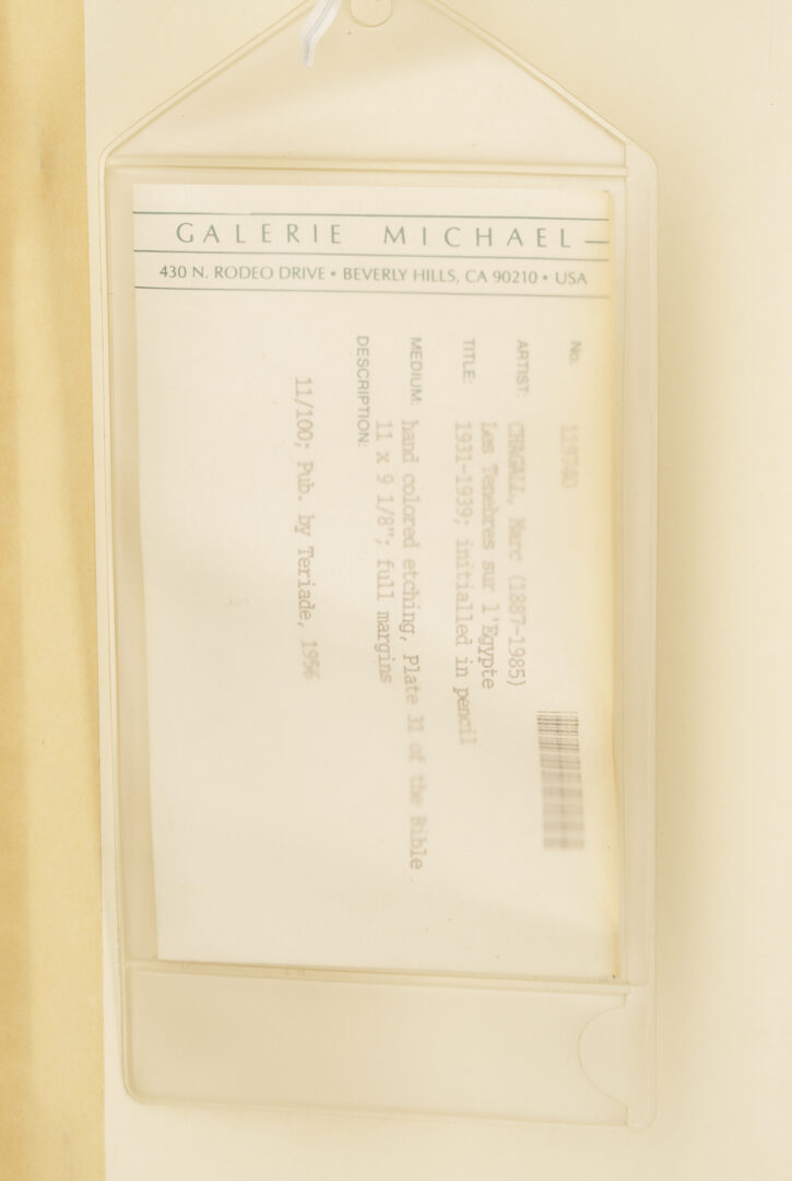 Lot 405: Marc Chagall Signed Etching from The Bible, Darkness Over Egypt