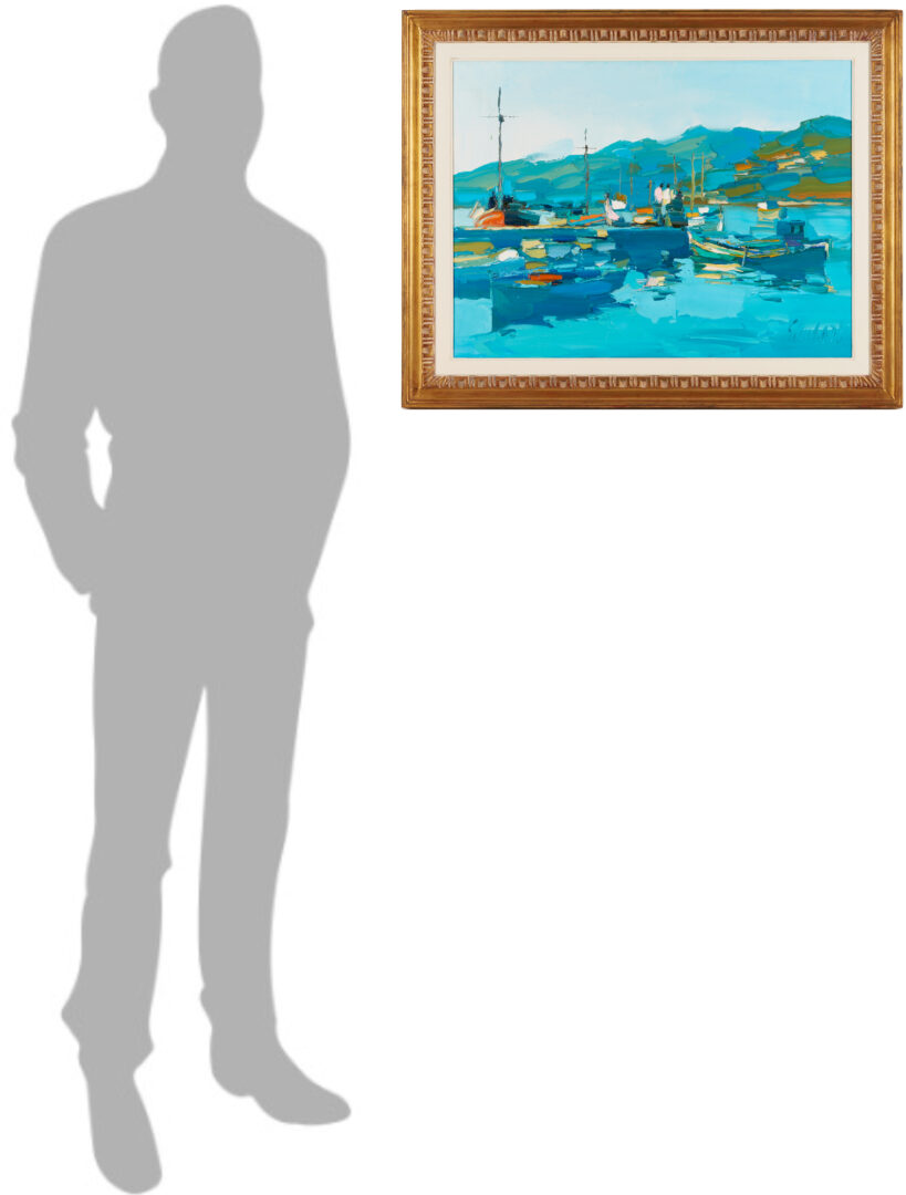 Lot 406: Nicola Simbari Oil Painting, Harbor Scene