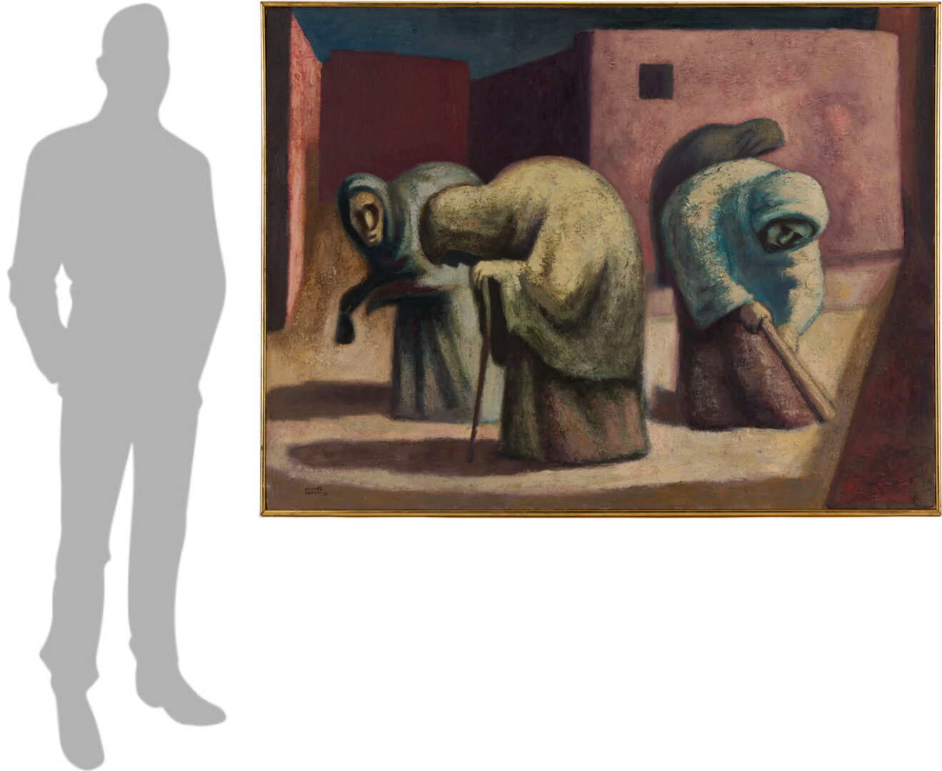 Lot 412: Jose Chavez Morado Large O/C Painting, Ancianas