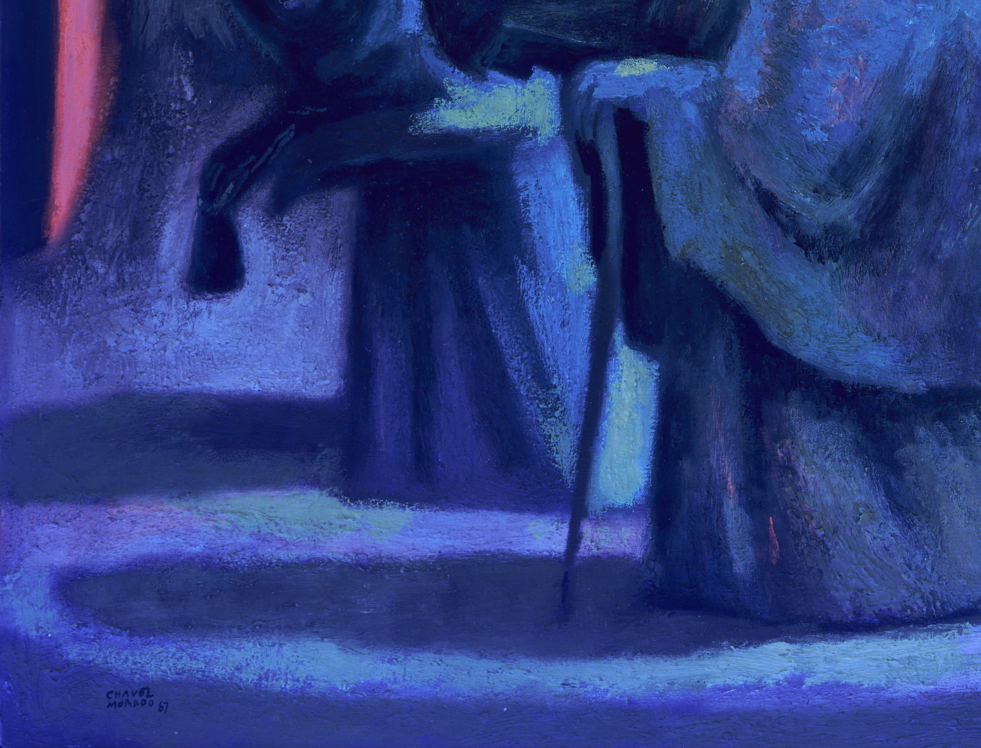 Lot 412: Jose Chavez Morado Large O/C Painting, Ancianas