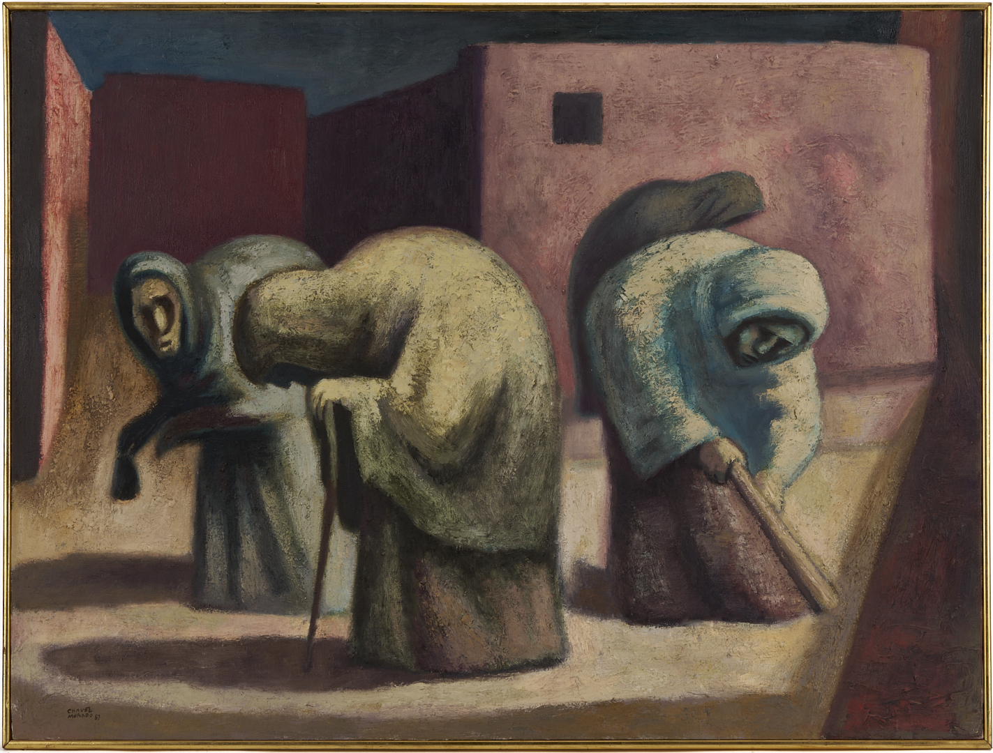 Lot 412: Jose Chavez Morado Large O/C Painting, Ancianas