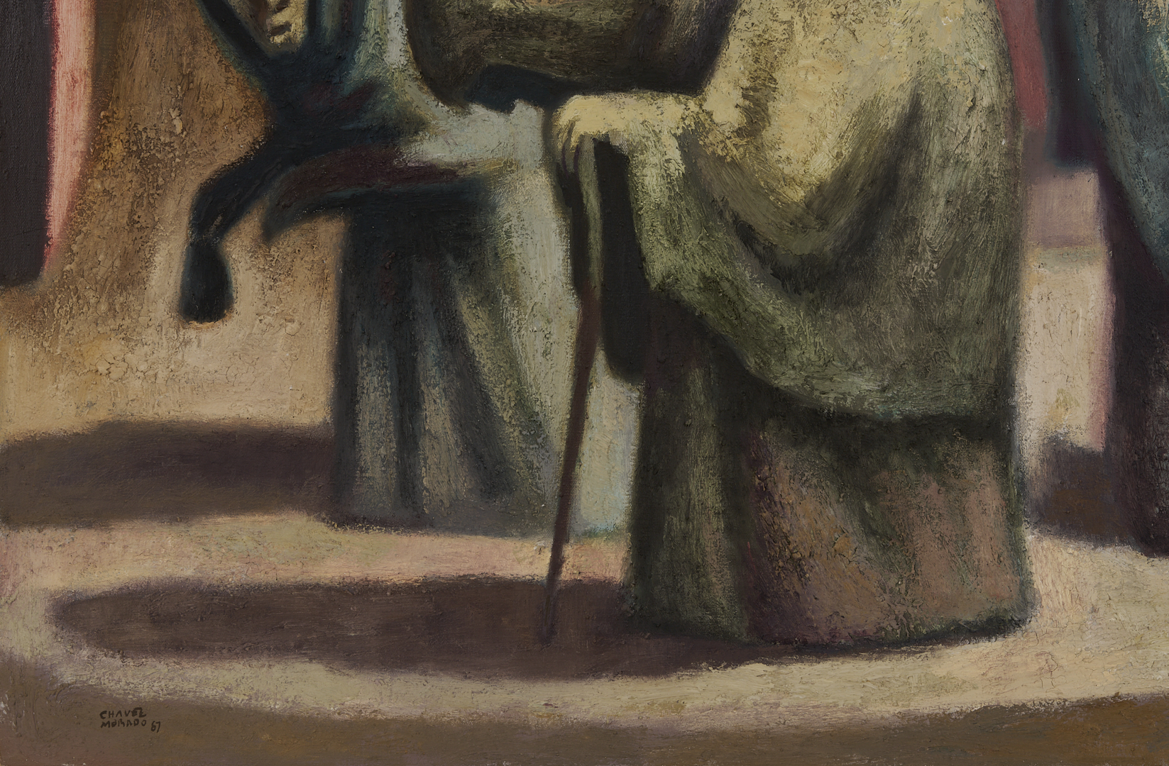 Lot 412: Jose Chavez Morado Large O/C Painting, Ancianas