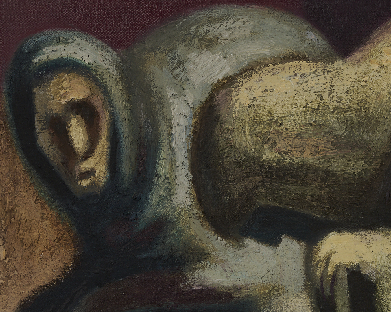 Lot 412: Jose Chavez Morado Large O/C Painting, Ancianas