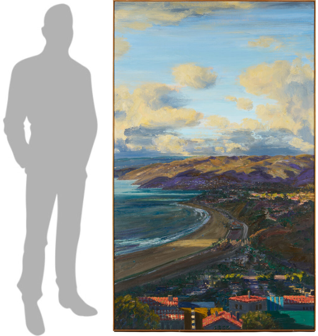 Lot 415: Large Larry Cohen O/C California Landscape Painting, View of the Bay, Pacific Palisades