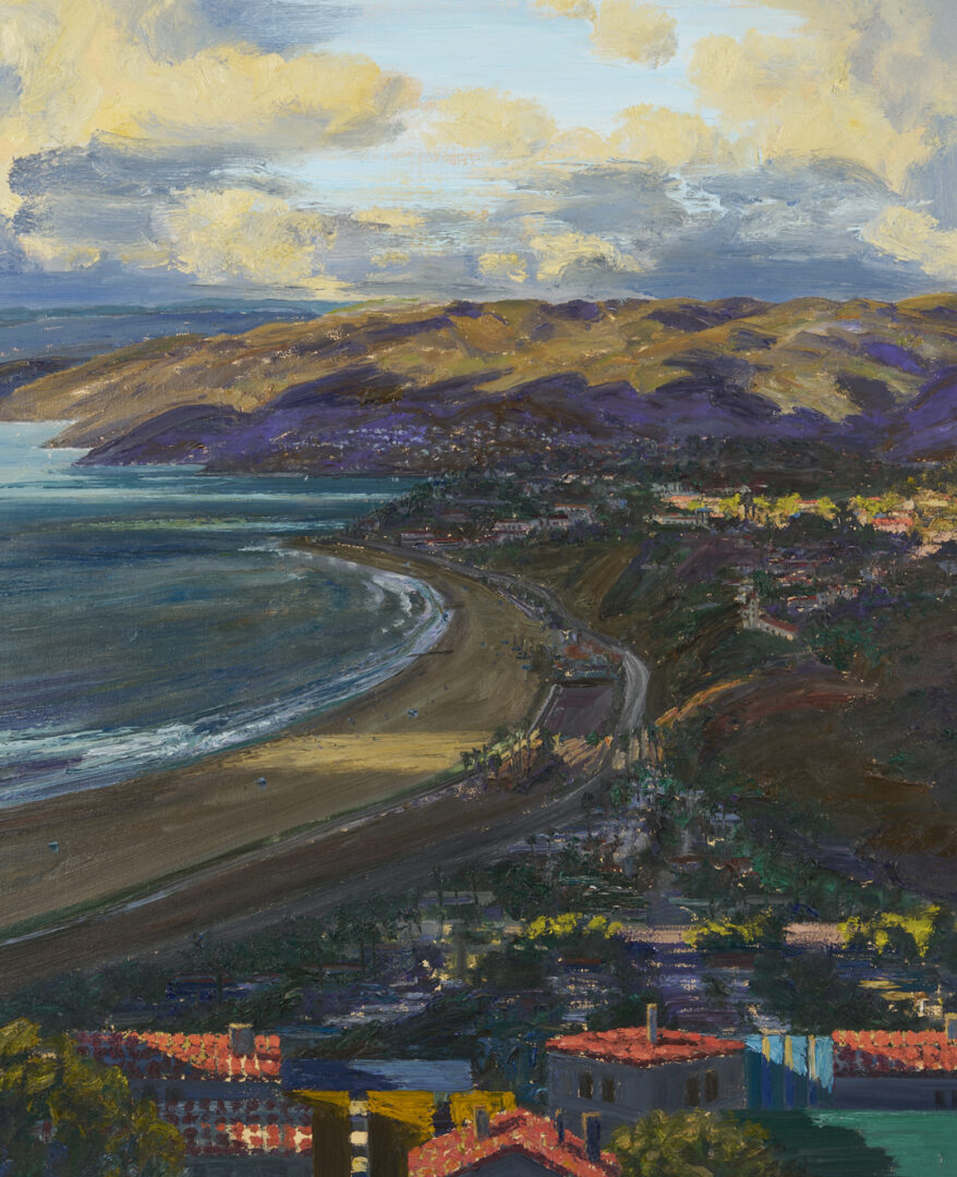 Lot 415: Large Larry Cohen O/C California Landscape Painting, View of the Bay, Pacific Palisades