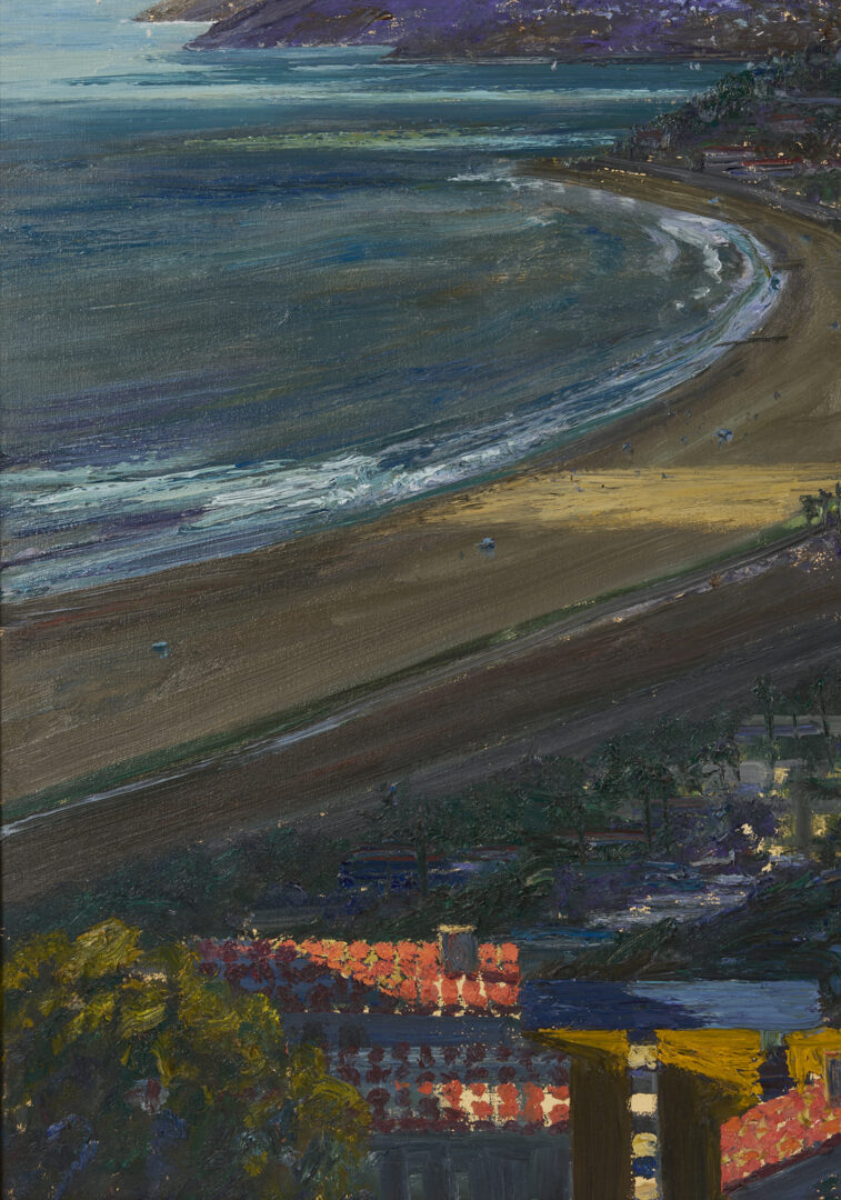Lot 415: Large Larry Cohen O/C California Landscape Painting, View of the Bay, Pacific Palisades