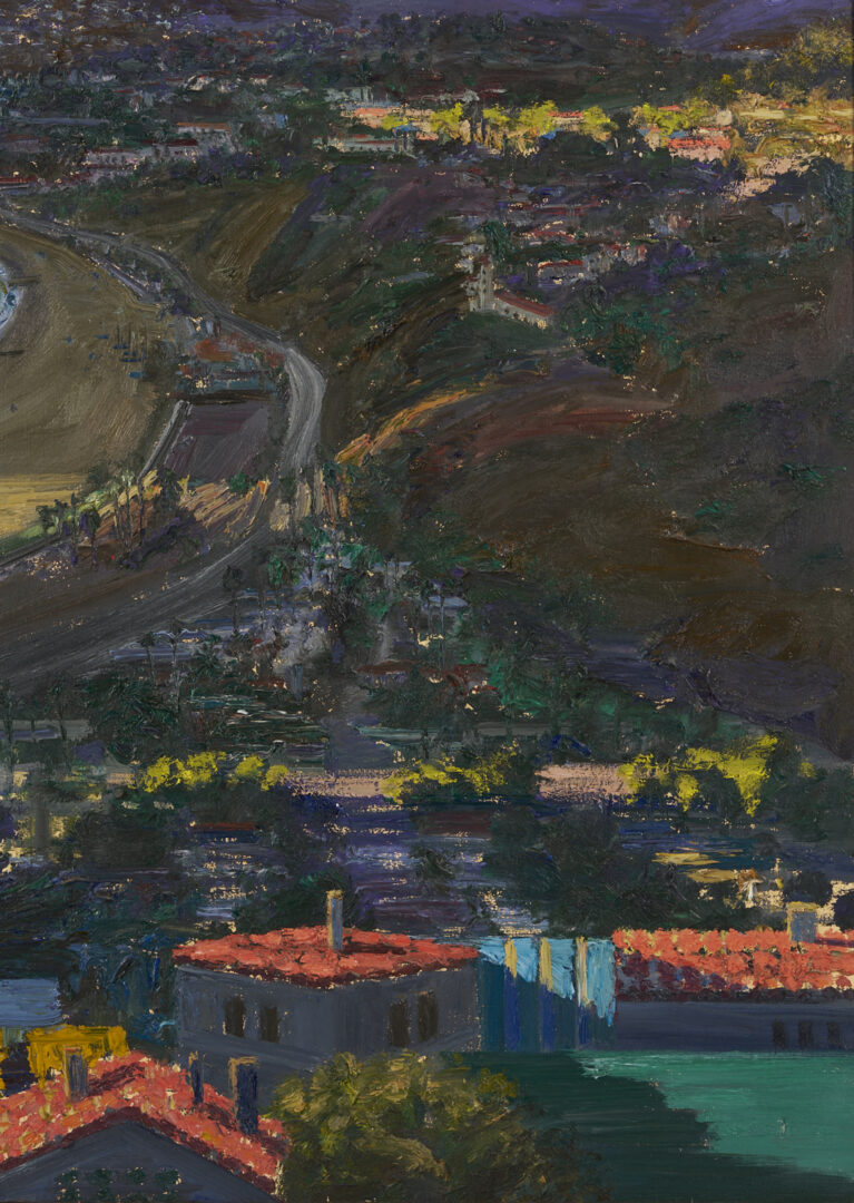 Lot 415: Large Larry Cohen O/C California Landscape Painting, View of the Bay, Pacific Palisades