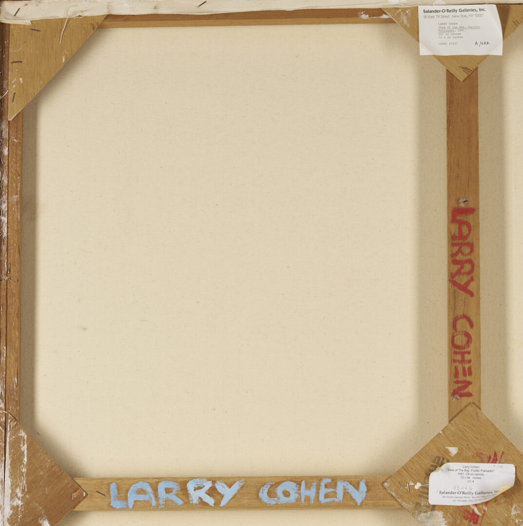 Lot 415: Large Larry Cohen O/C California Landscape Painting, View of the Bay, Pacific Palisades