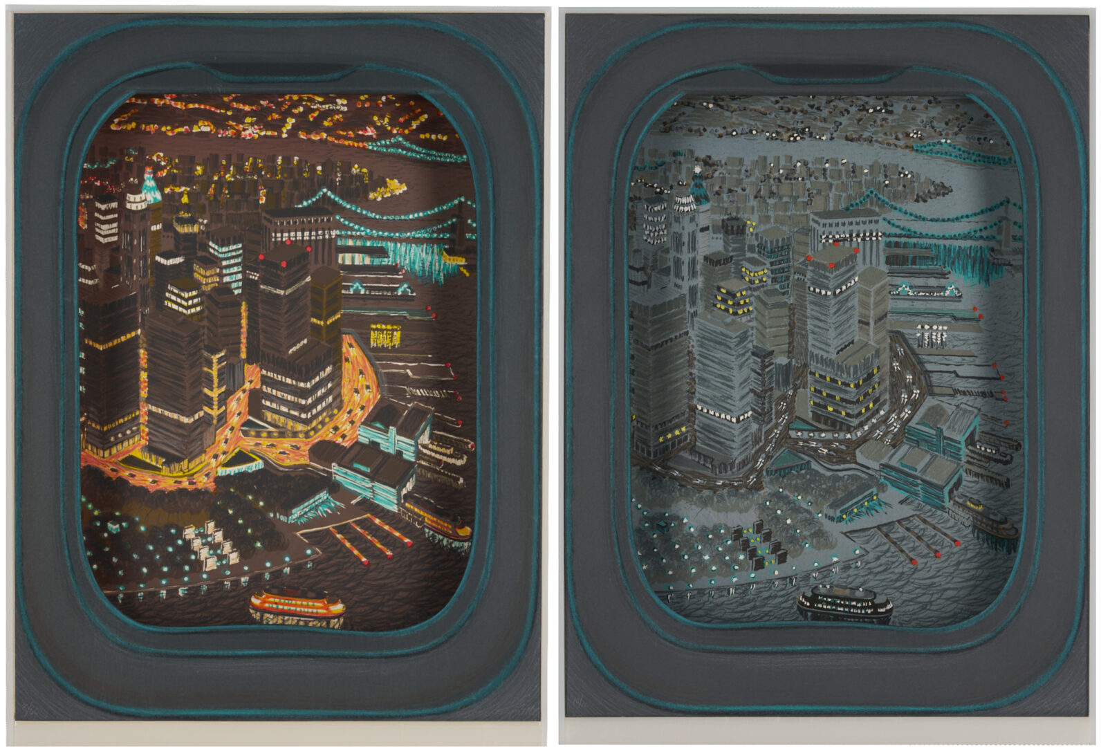 Lot 421: 2 Yvonne Jacquette Cased Lithos: Manhattan, Dawn and Night