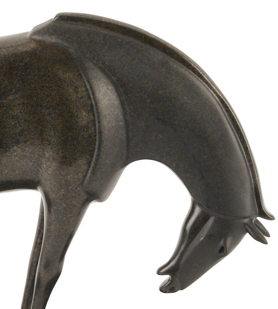 Lot 427: Pr. Loet Vanderveen Armored Horse Bronze Sculptures