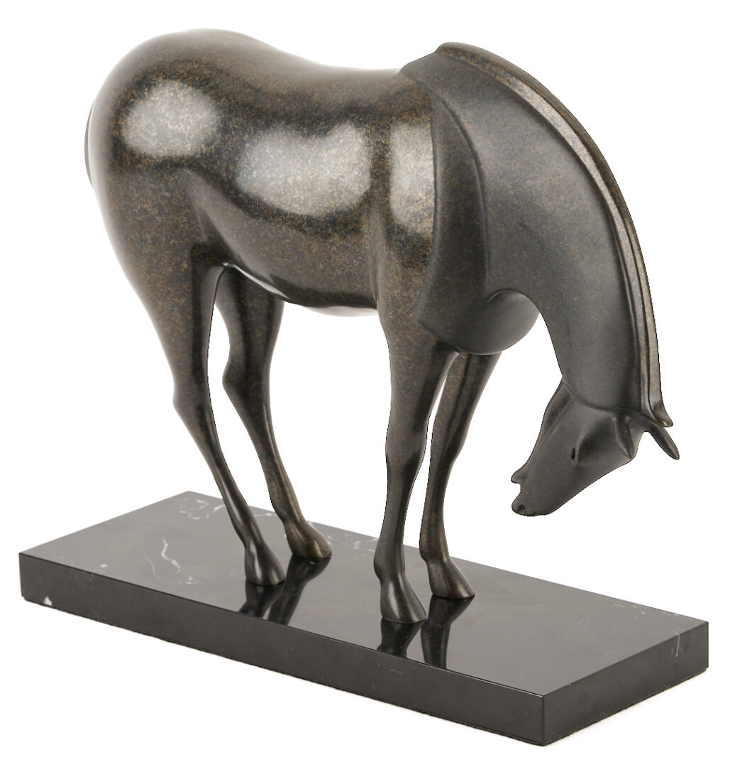 Lot 427: Pr. Loet Vanderveen Armored Horse Bronze Sculptures