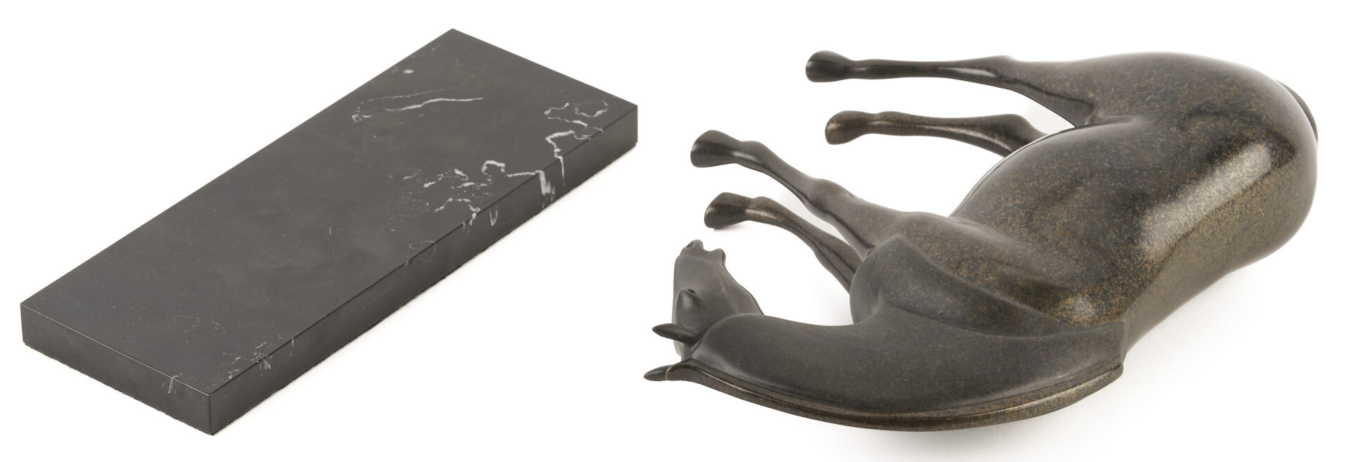 Lot 427: Pr. Loet Vanderveen Armored Horse Bronze Sculptures