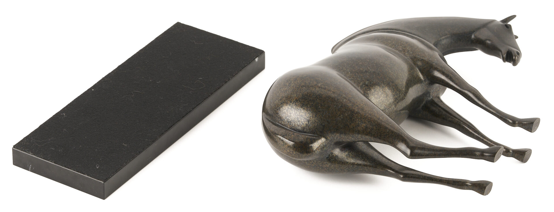 Lot 427: Pr. Loet Vanderveen Armored Horse Bronze Sculptures