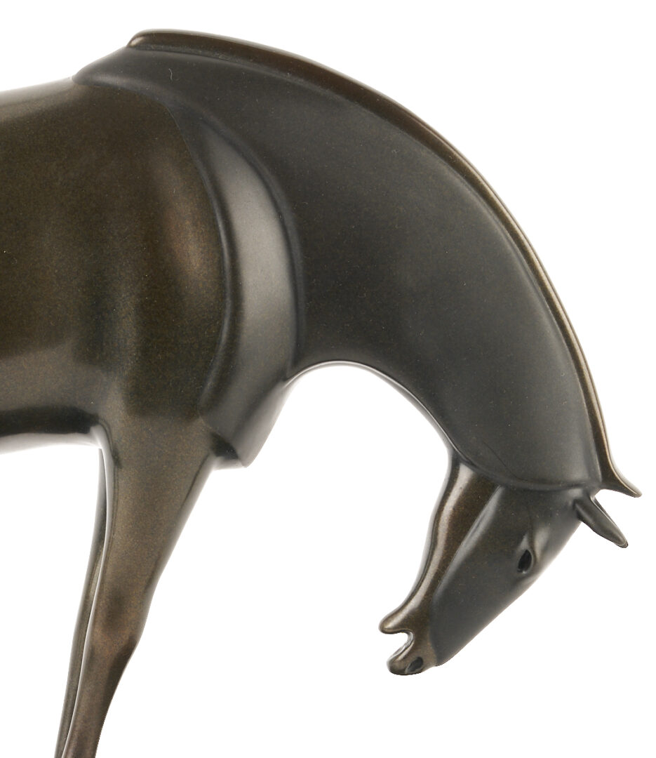 Lot 427: Pr. Loet Vanderveen Armored Horse Bronze Sculptures