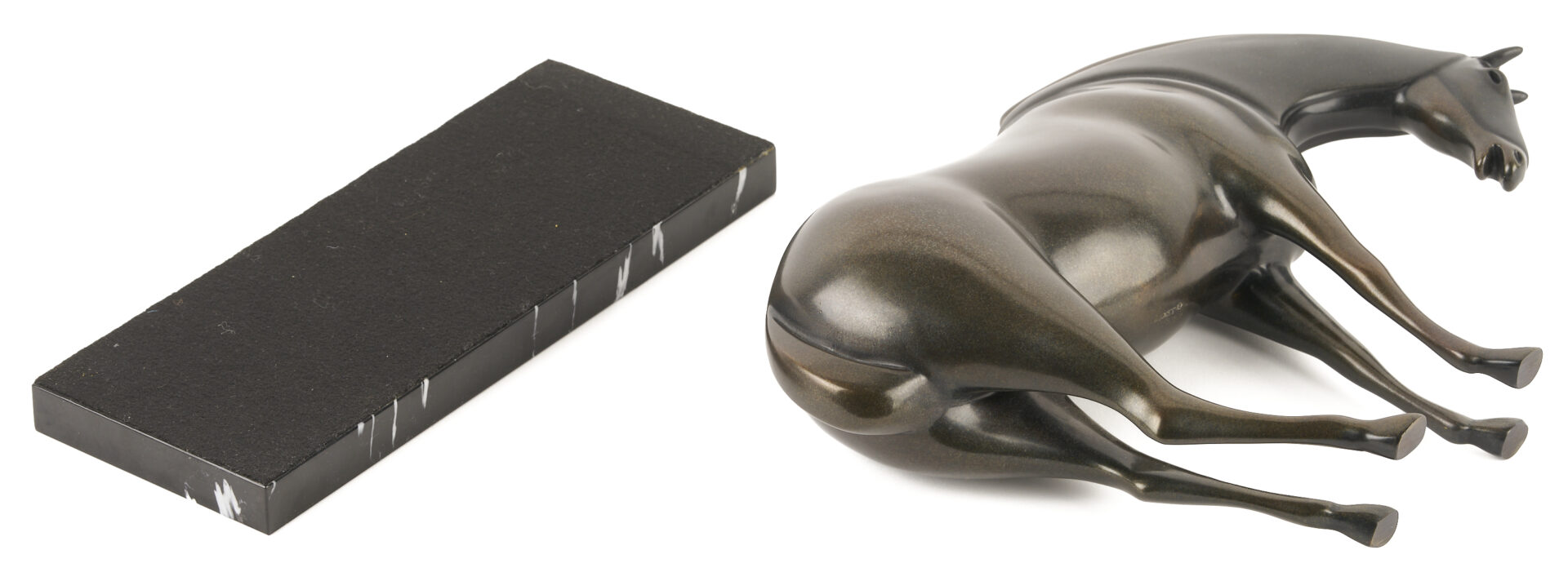 Lot 427: Pr. Loet Vanderveen Armored Horse Bronze Sculptures