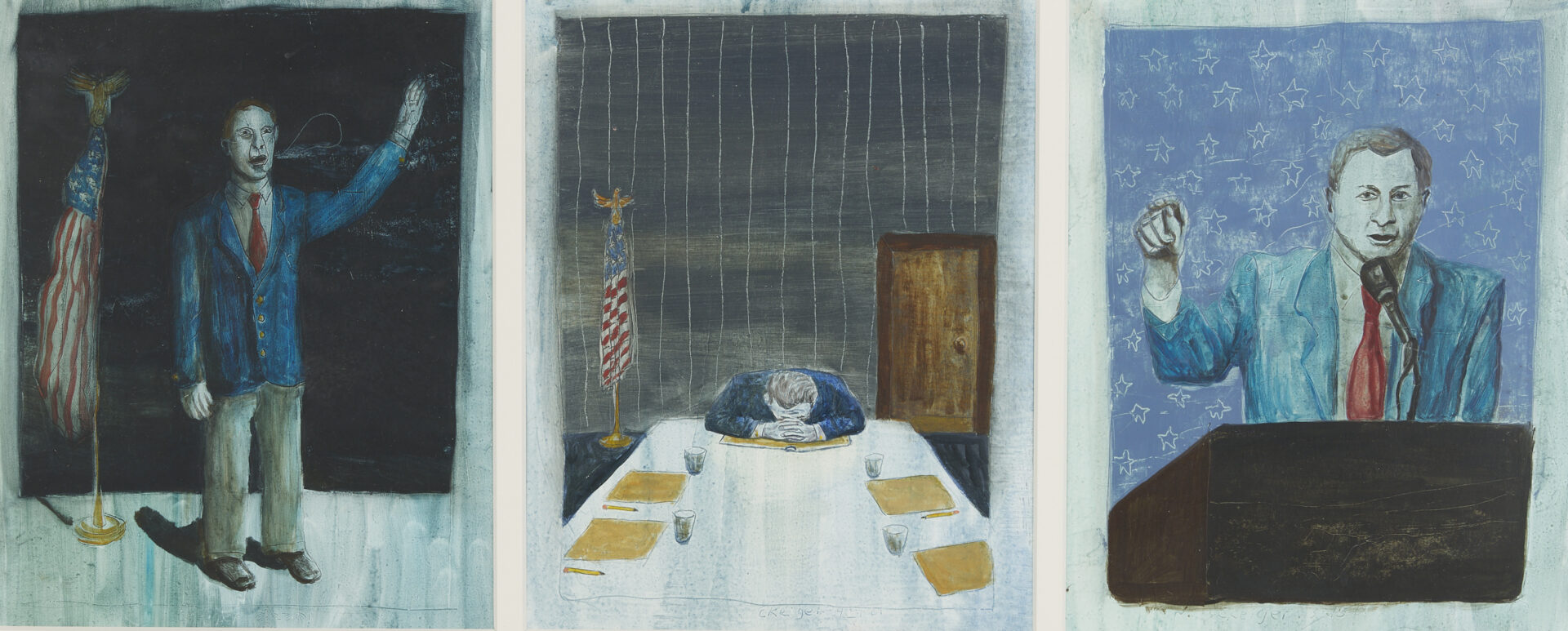 Lot 433: Charles Keiger Triptych Paintings