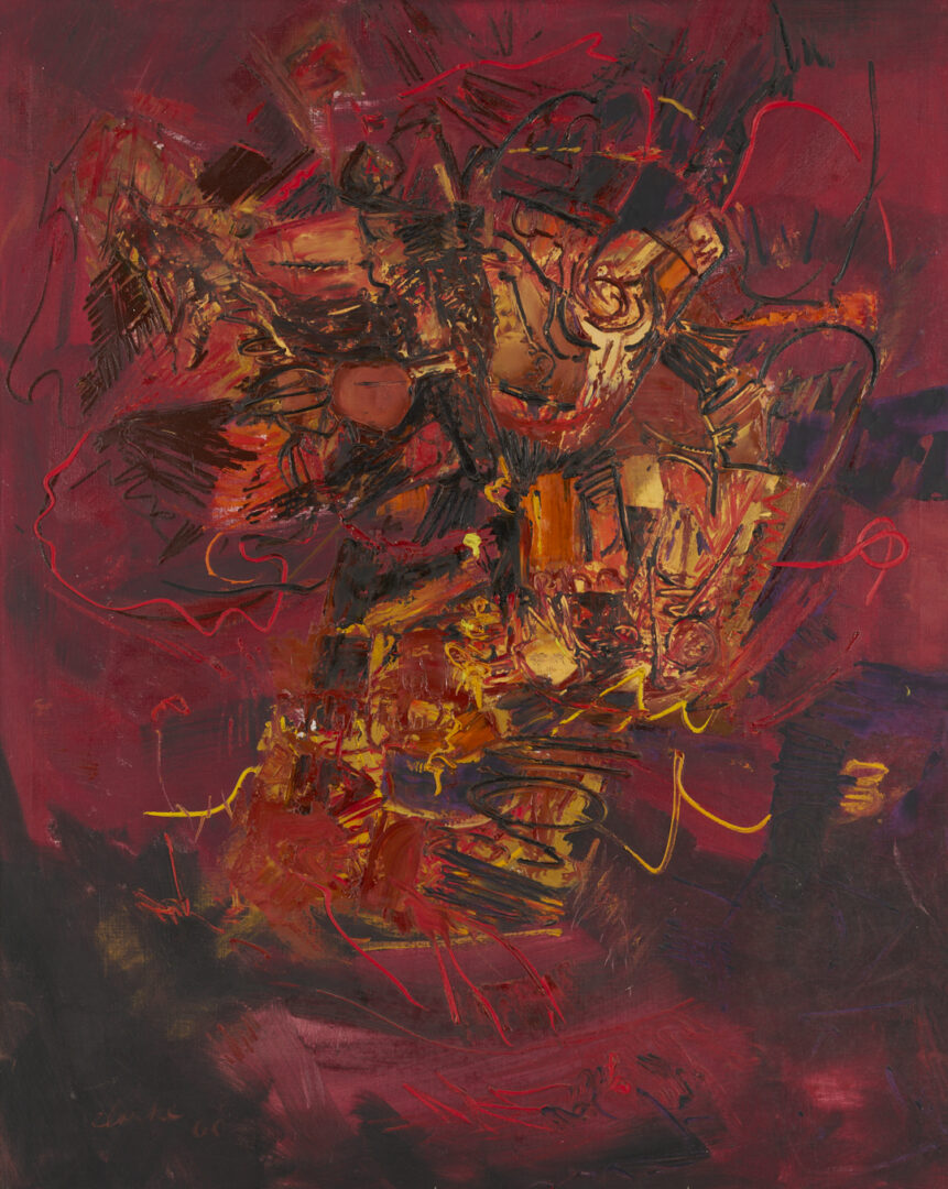 Lot 437: Large Richard Clarke O/C Painting, The Fighter, 1960