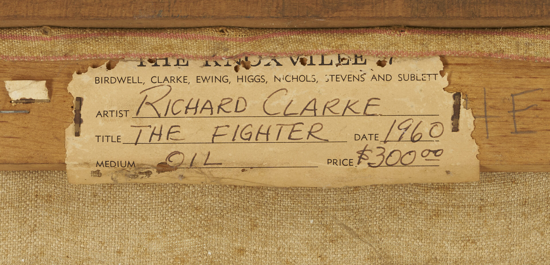 Lot 437: Large Richard Clarke O/C Painting, The Fighter, 1960