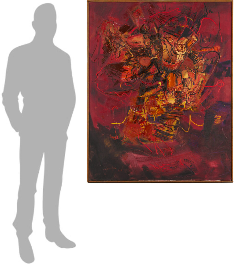Lot 437: Large Richard Clarke O/C Painting, The Fighter, 1960