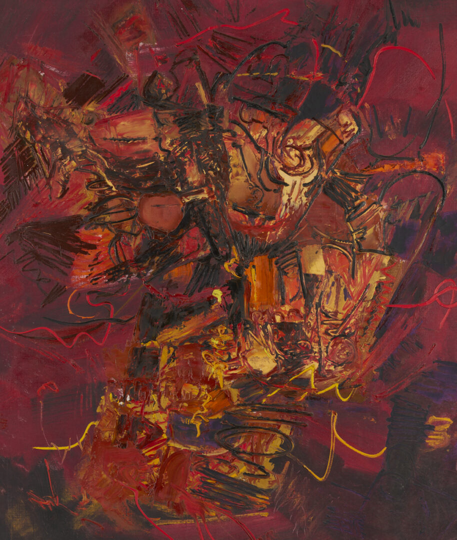 Lot 437: Large Richard Clarke O/C Painting, The Fighter, 1960