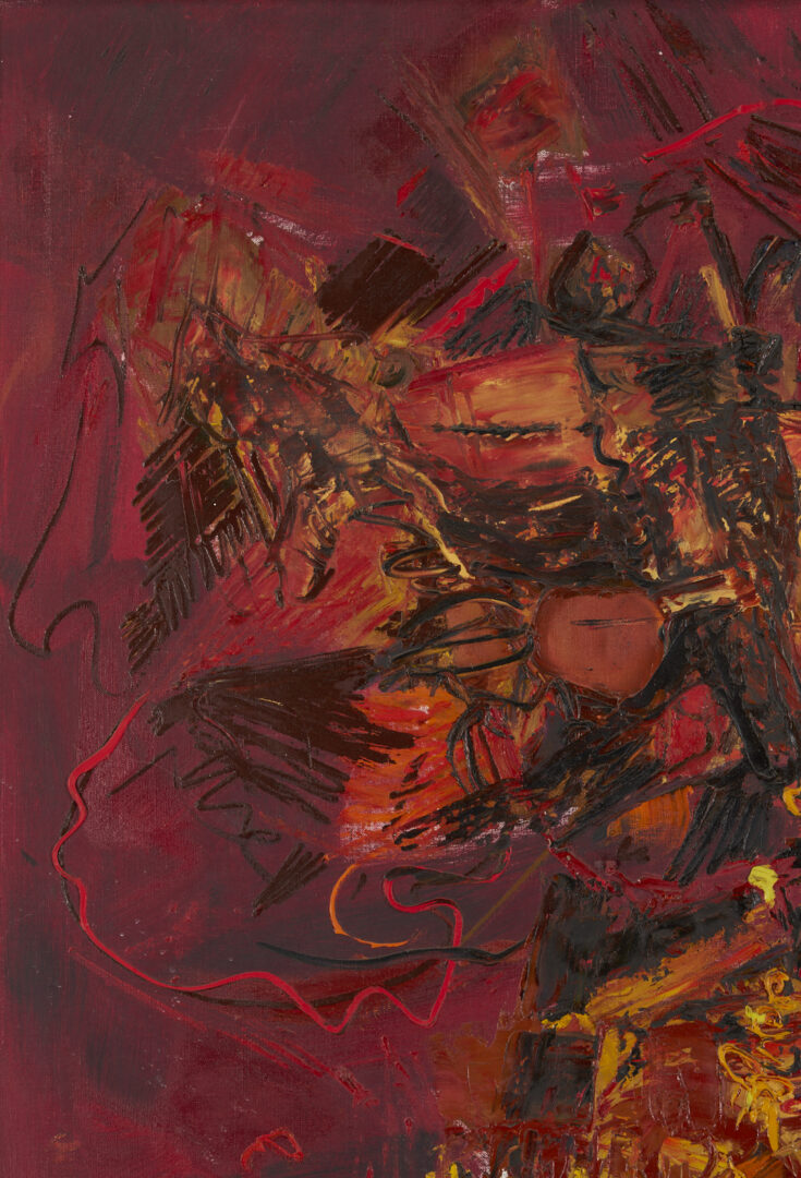 Lot 437: Large Richard Clarke O/C Painting, The Fighter, 1960