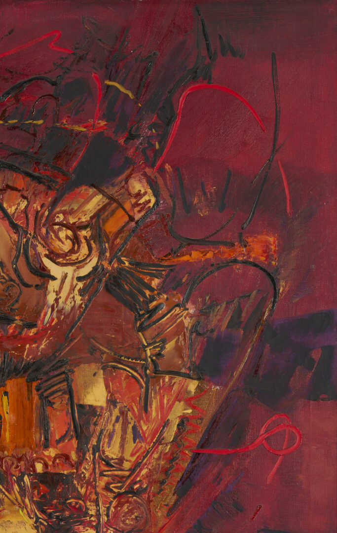 Lot 437: Large Richard Clarke O/C Painting, The Fighter, 1960