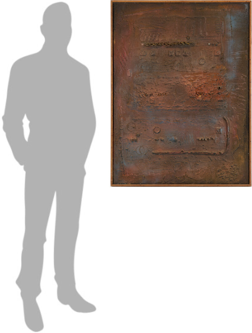 Lot 438: Large C. Kermit Ewing Abstract Mixed Media Painting, Chain Makers Studio, 1963