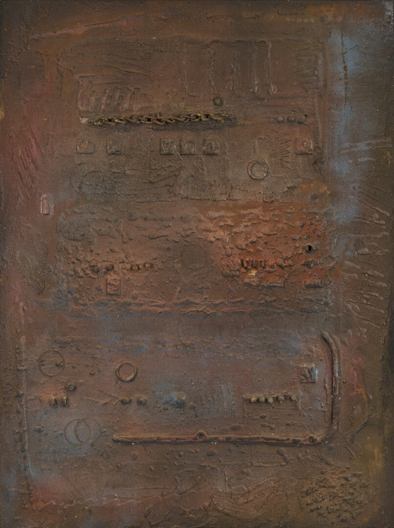 Lot 438: Large C. Kermit Ewing Abstract Mixed Media Painting, Chain Makers Studio, 1963