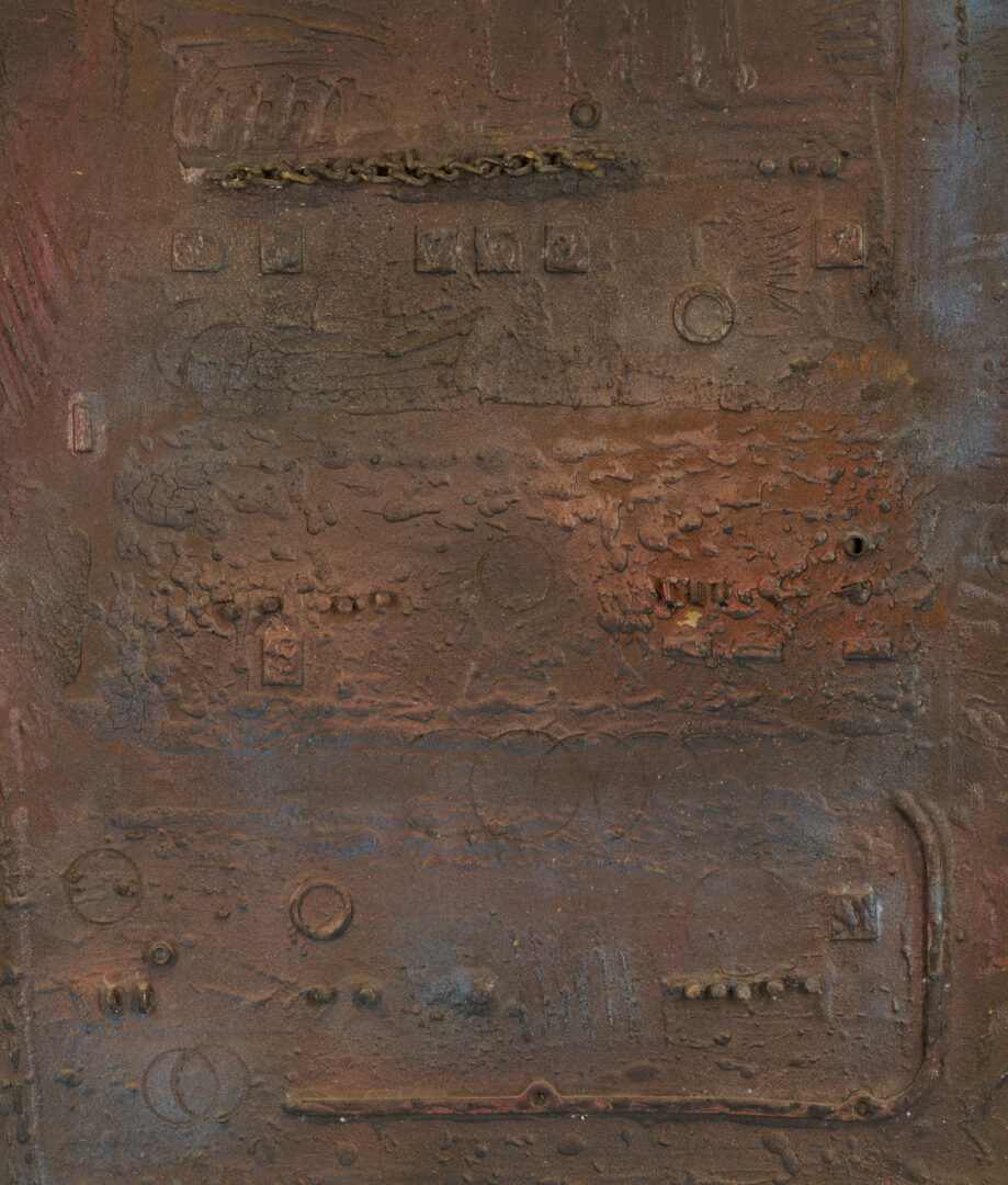 Lot 438: Large C. Kermit Ewing Abstract Mixed Media Painting, Chain Makers Studio, 1963