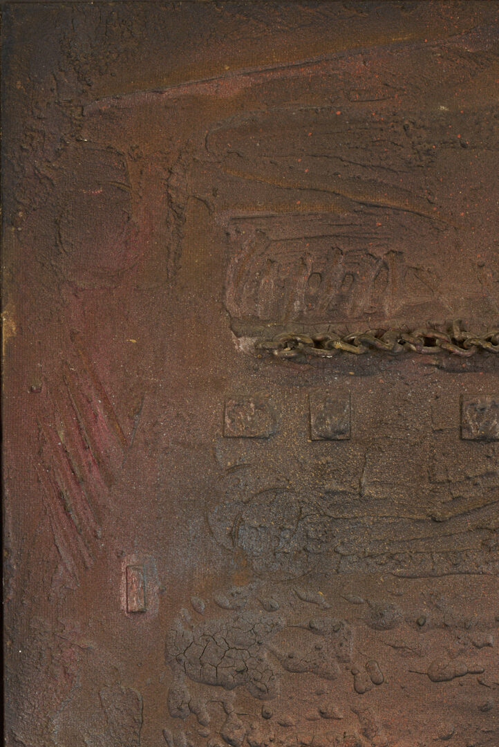 Lot 438: Large C. Kermit Ewing Abstract Mixed Media Painting, Chain Makers Studio, 1963