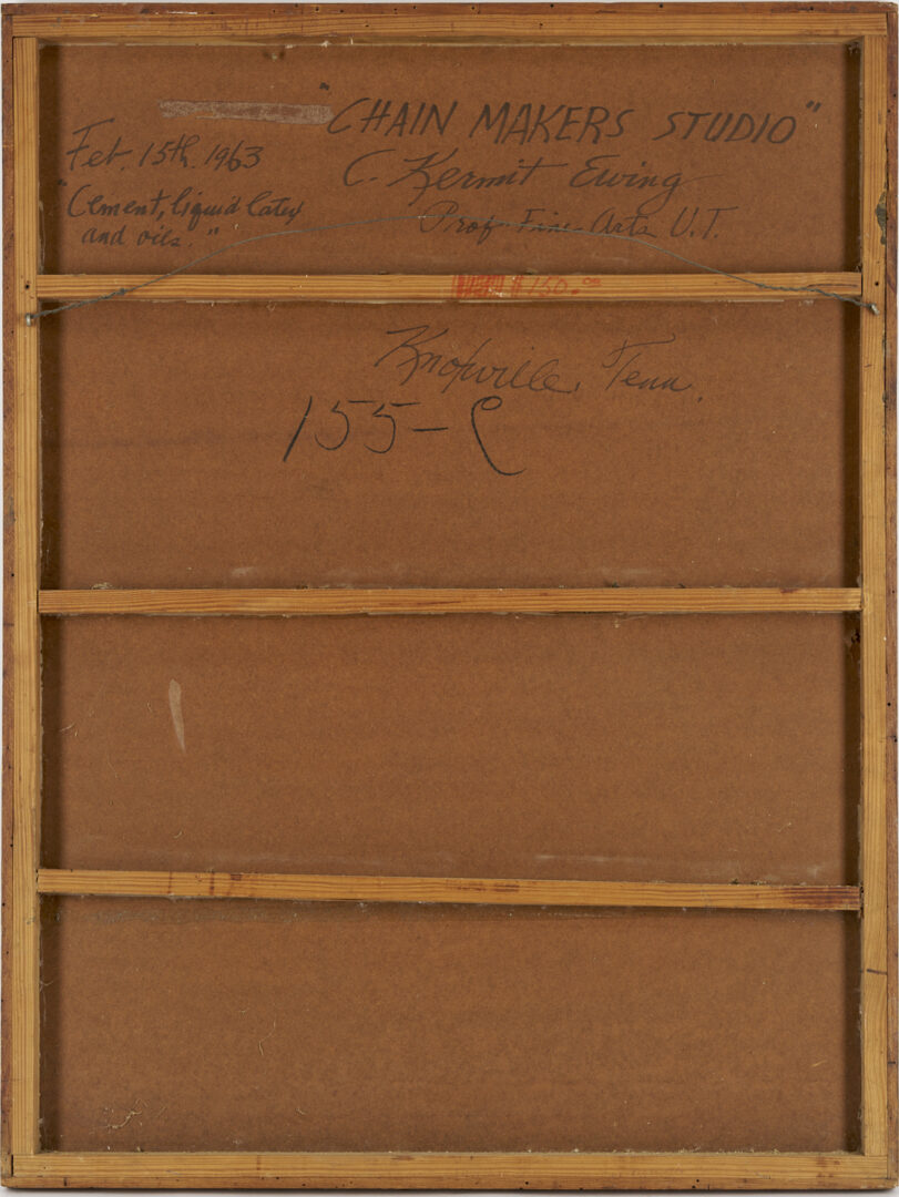 Lot 438: Large C. Kermit Ewing Abstract Mixed Media Painting, Chain Makers Studio, 1963