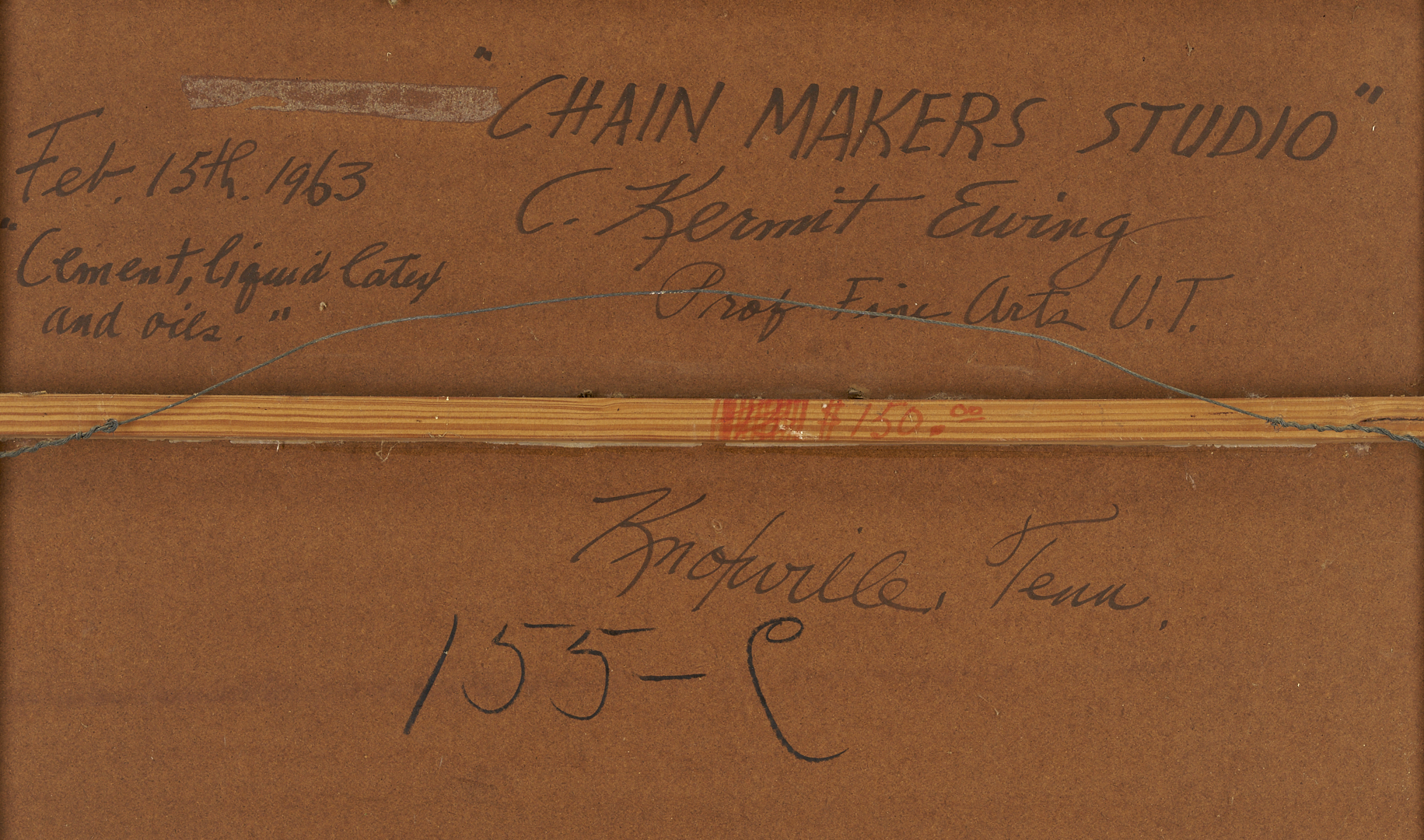 Lot 438: Large C. Kermit Ewing Abstract Mixed Media Painting, Chain Makers Studio, 1963