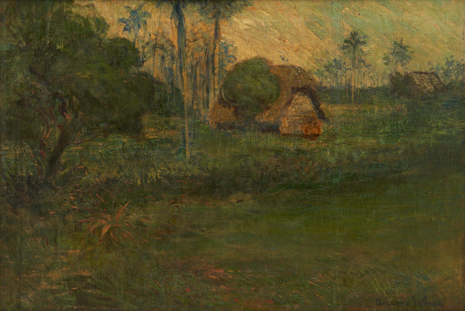 Lot 442: Theodore Wores O/C Samoan Landscape Painting, c. 1901
