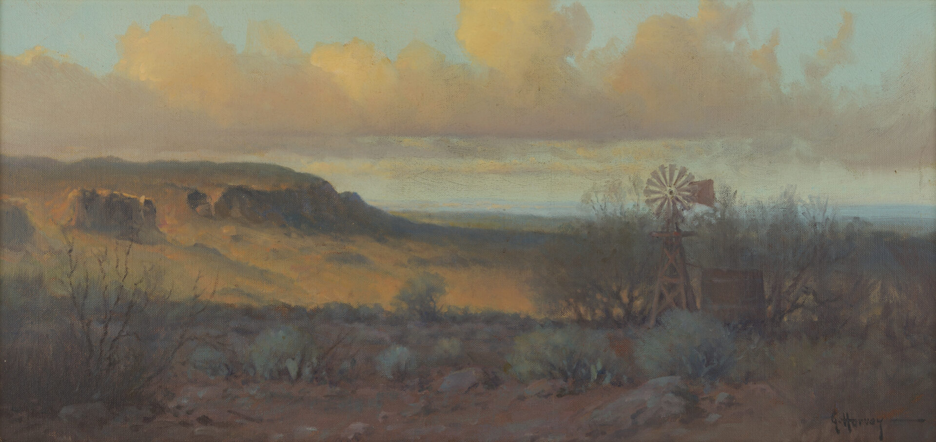Lot 443: G. Harvey Western Landscape Oil on Canvas Painting