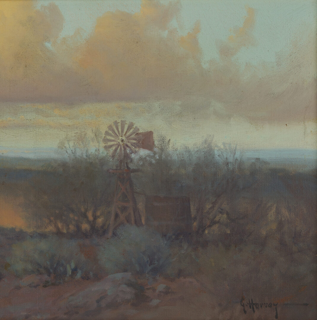 Lot 443: G. Harvey Western Landscape Oil on Canvas Painting