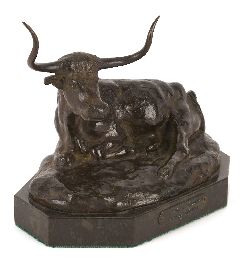 Lot 445: Harry A. Jackson After Charles Russell, Texas Longhorn Bronze Sculpture