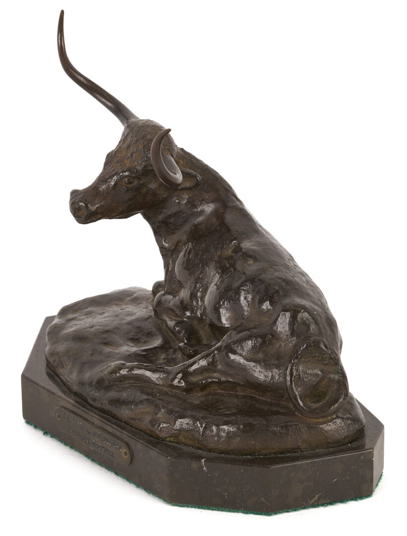 Lot 445: Harry A. Jackson After Charles Russell, Texas Longhorn Bronze Sculpture