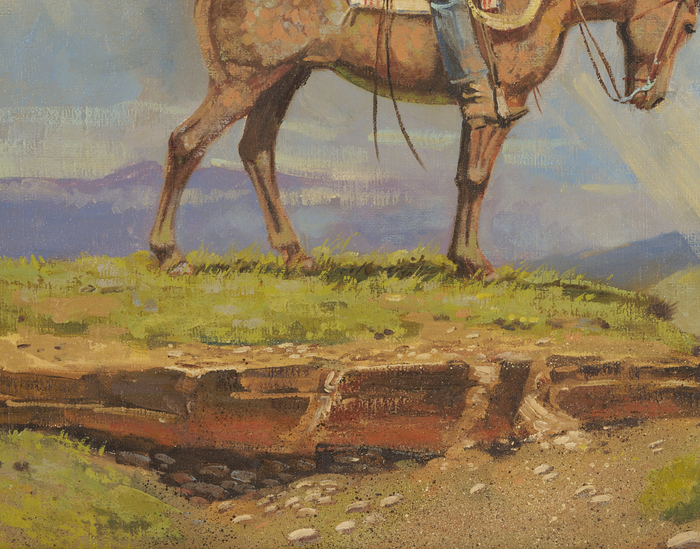 Lot 447: Harold Hopkinson O/C Western Painting, Up on the Mesa