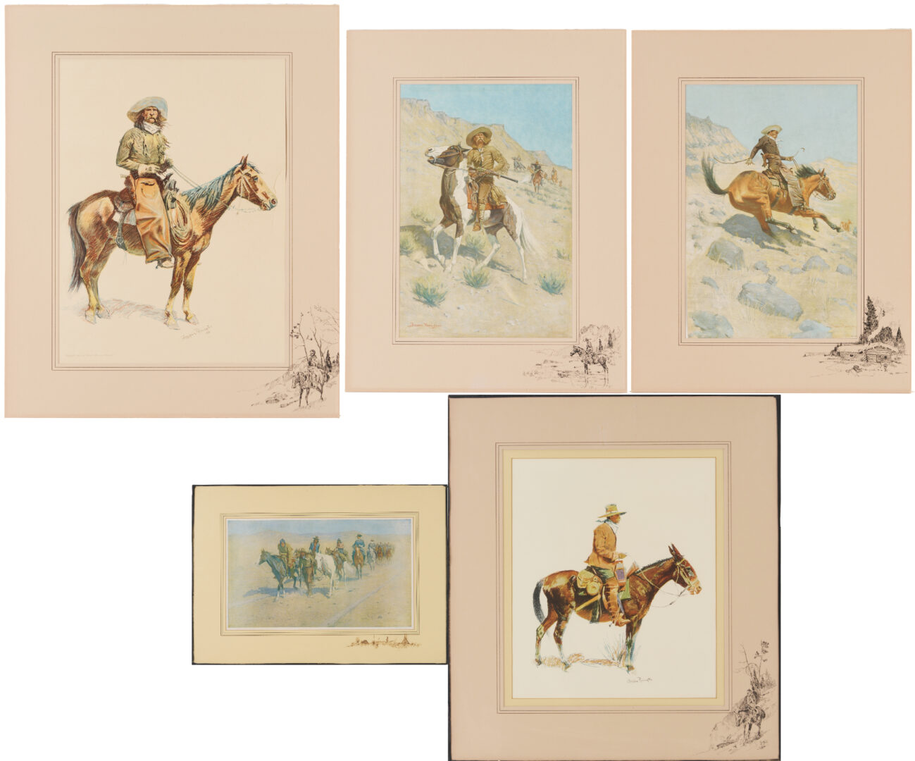 Lot 448: 4 Frederic Remington Chromolithographs Incl. A Bunch of Buckskins, 1901
