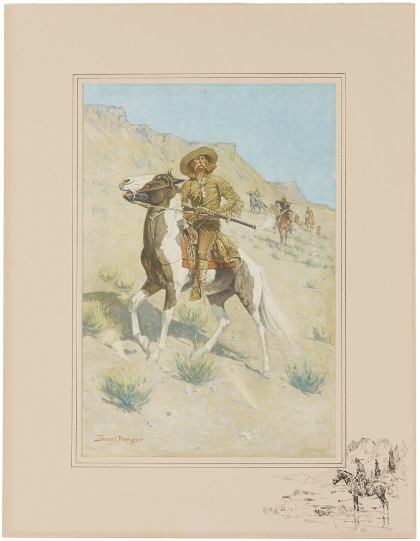 Lot 448: 4 Frederic Remington Chromolithographs Incl. A Bunch of Buckskins, 1901