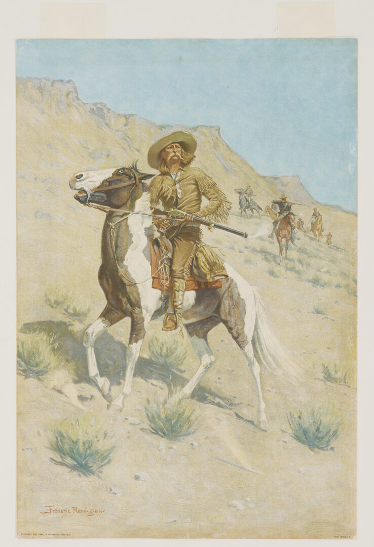 Lot 448: 4 Frederic Remington Chromolithographs Incl. A Bunch of Buckskins, 1901