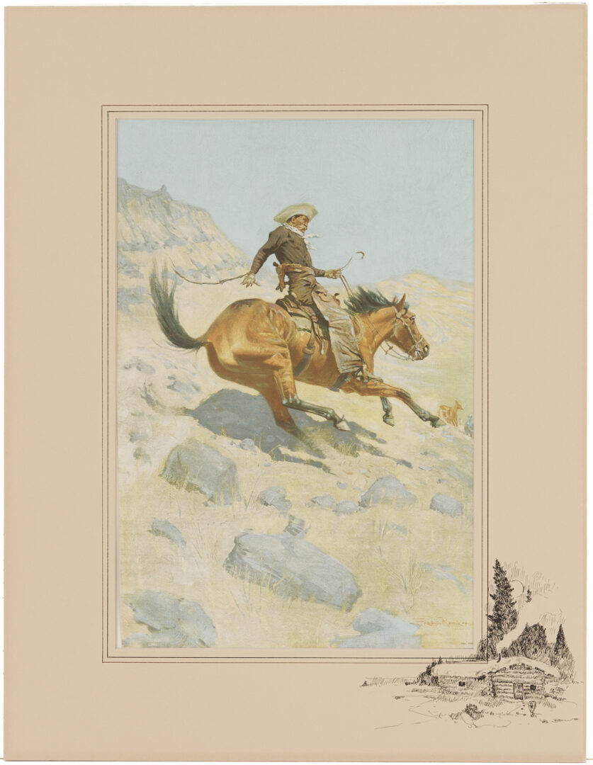 Lot 448: 4 Frederic Remington Chromolithographs Incl. A Bunch of Buckskins, 1901