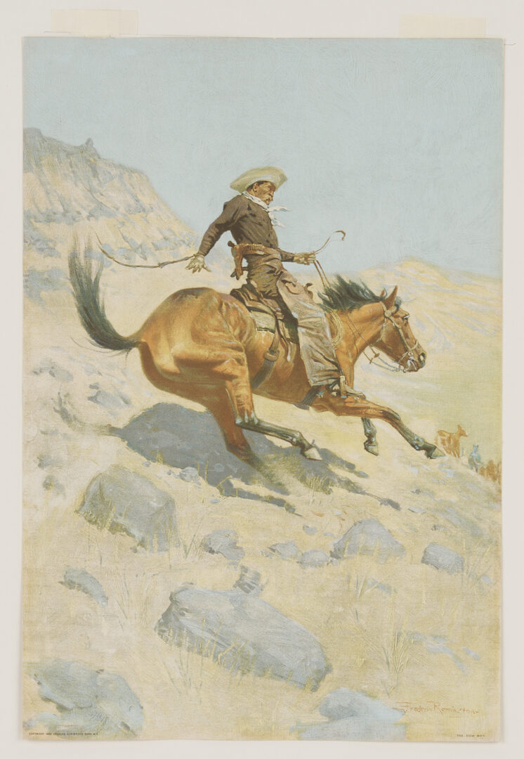 Lot 448: 4 Frederic Remington Chromolithographs Incl. A Bunch of Buckskins, 1901