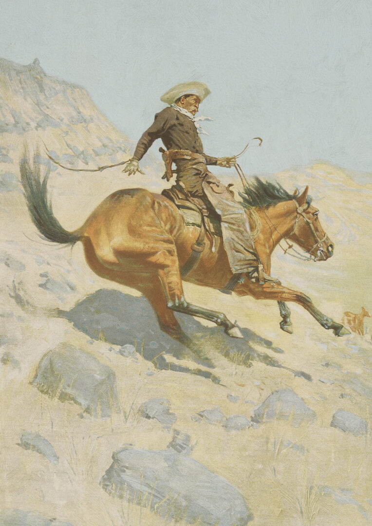 Lot 448: 4 Frederic Remington Chromolithographs Incl. A Bunch of Buckskins, 1901