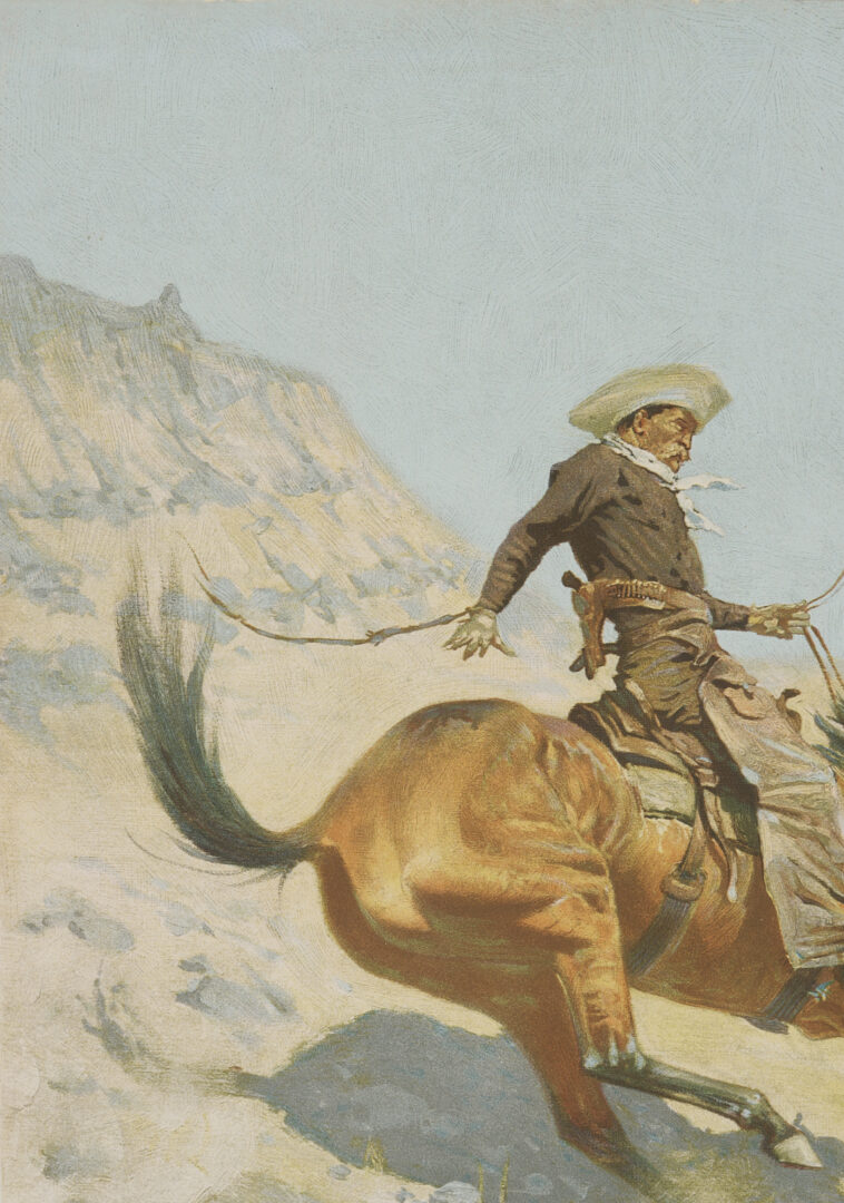 Lot 448: 4 Frederic Remington Chromolithographs Incl. A Bunch of Buckskins, 1901