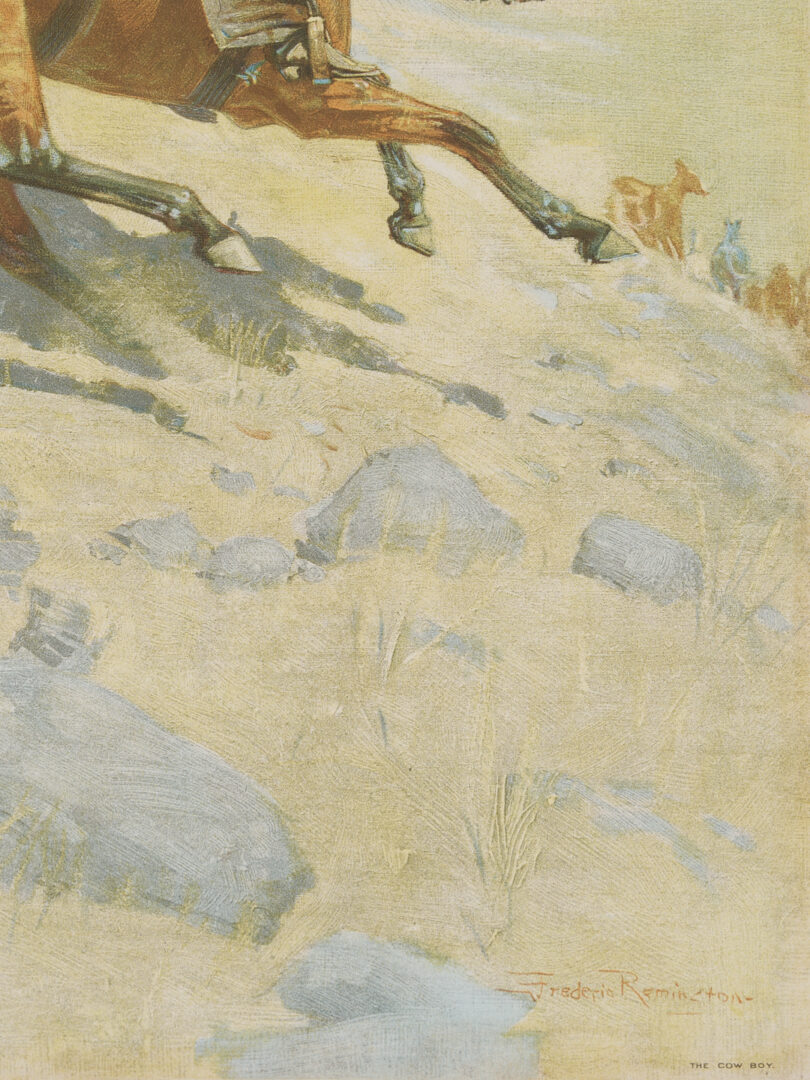 Lot 448: 4 Frederic Remington Chromolithographs Incl. A Bunch of Buckskins, 1901