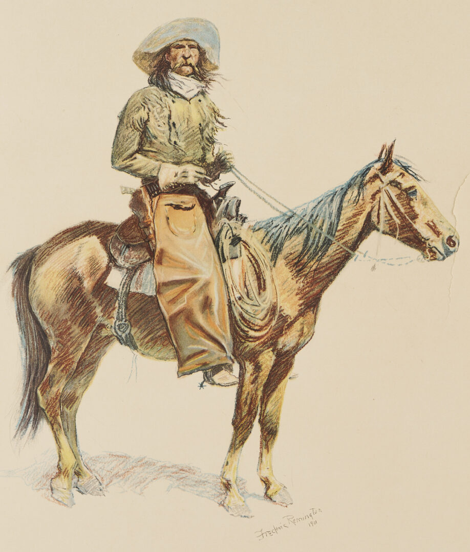 Lot 448: 4 Frederic Remington Chromolithographs Incl. A Bunch of Buckskins, 1901
