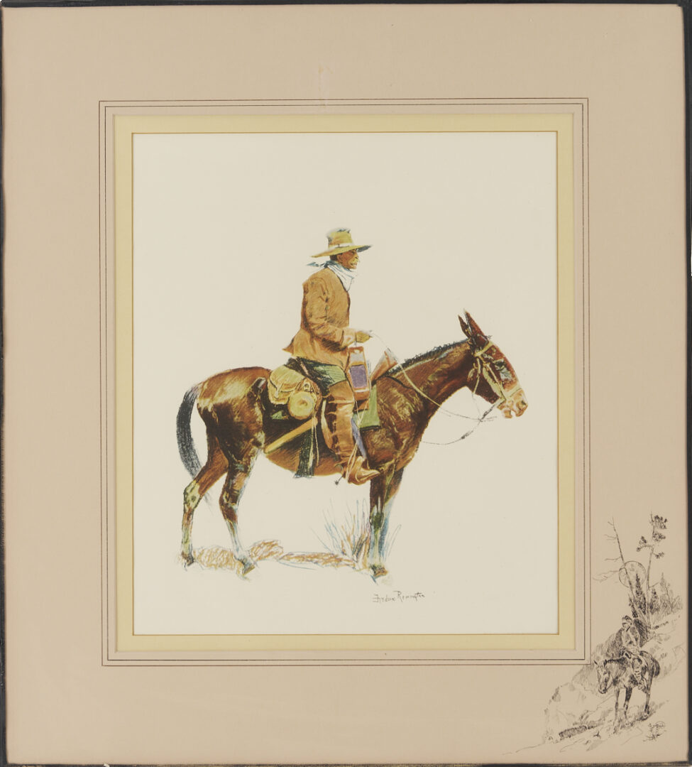 Lot 448: 4 Frederic Remington Chromolithographs Incl. A Bunch of Buckskins, 1901