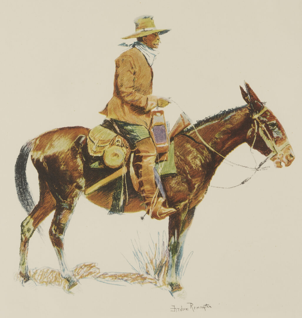 Lot 448: 4 Frederic Remington Chromolithographs Incl. A Bunch of Buckskins, 1901