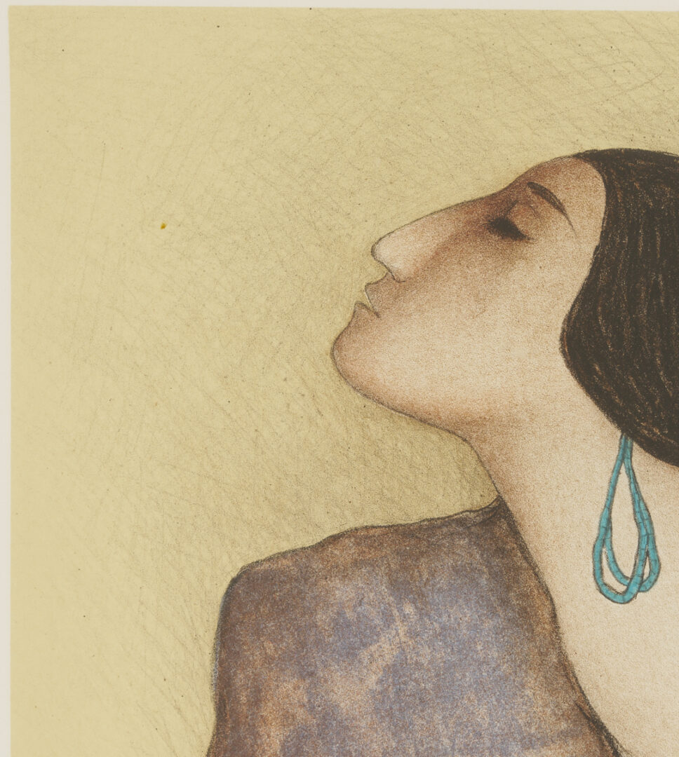 Lot 452: 2 R.C. Gorman Signed Lithos, Woman w/ Tulip Bowl & Danya